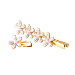 Pearl & 18K Gold-Plated Flower Hair Clip Set