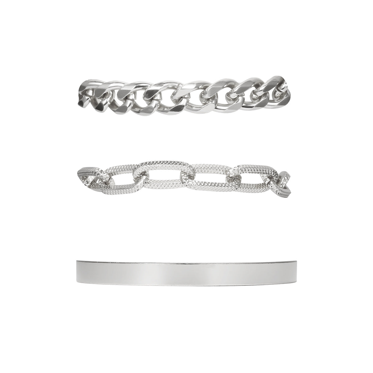 Silver-Plated Chain Link Bracelet Set, jewelry gift sets for women, everyday style, lifestyle look