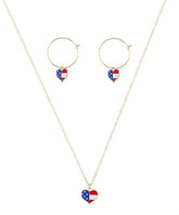 Three stunning American flag heart jewelry sets, perfect for celebrating Independence Day in style and elegance.