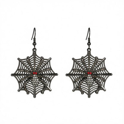 Red Cubic Zirconia and Black Spider Drop Earrings, drop earrings for women, everyday style, side view