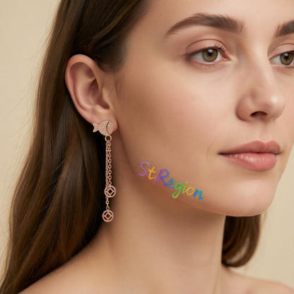 18K Rose Gold-Plated Fish Drop Earring, rose gold drop earrings for women, elegant gift for her, styled look