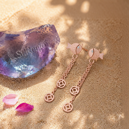 18K Rose Gold-Plated Fish Drop Earring