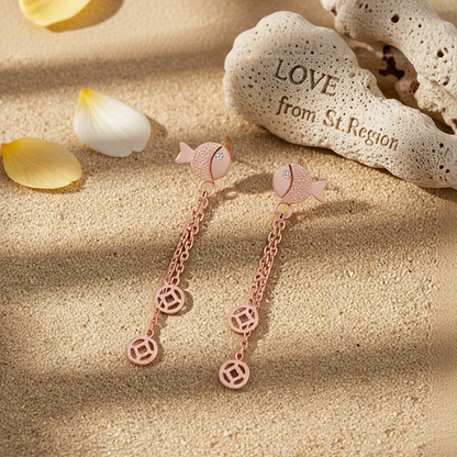 18K Rose Gold-Plated Fish Drop Earring