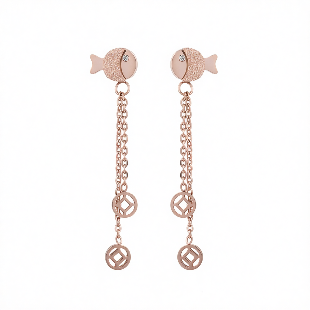 18K Rose Gold-Plated Fish Drop Earring