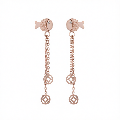 18K Rose Gold-Plated Fish Drop Earring