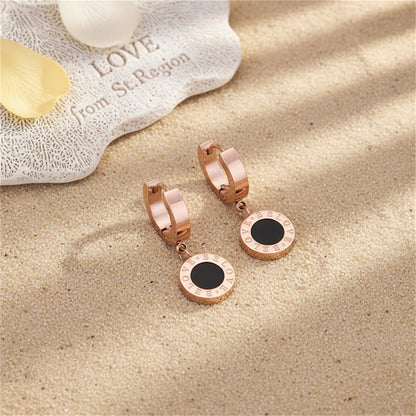 Black and 18K Rose Gold-Plated Huggie Earrings, rose gold huggie earrings, vintage-inspired design, lifestyle look