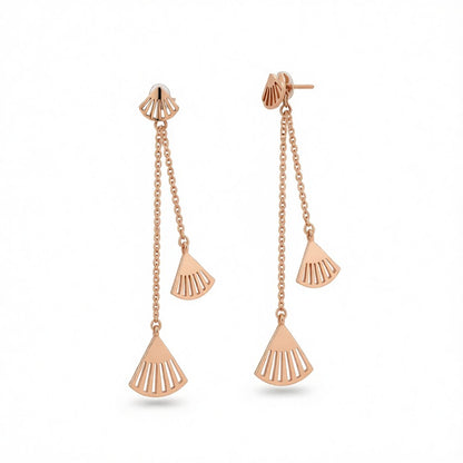 18K Rose Gold-Plated Fan Drop Earrings, elegant gift for her, side view
