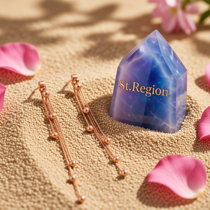 18K Rose Gold-Plated Graduated Bead Drop Earrings, elegant gift for her, detail close-up