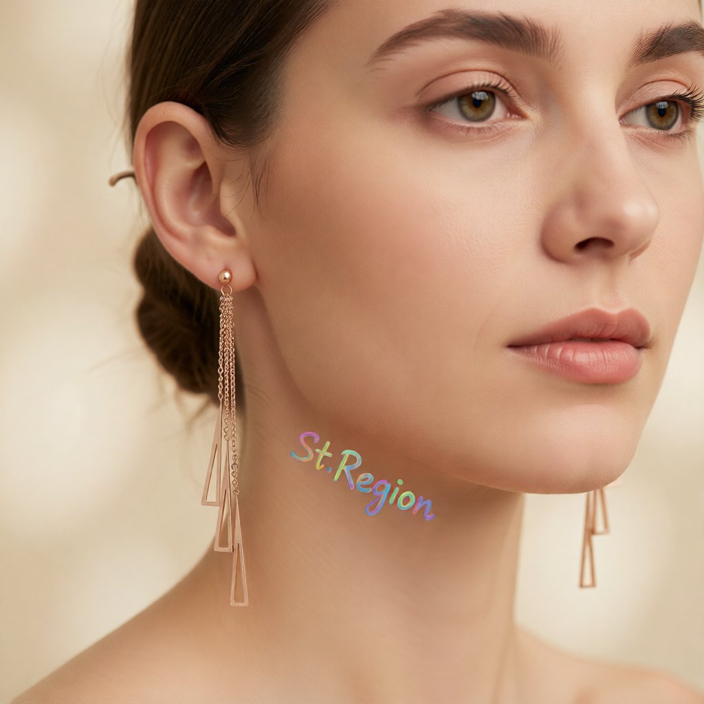 18K Rose Gold-Plated Openwork Tassel Drop Earrings, rose gold drop earrings for women, dainty minimalist design, styled look