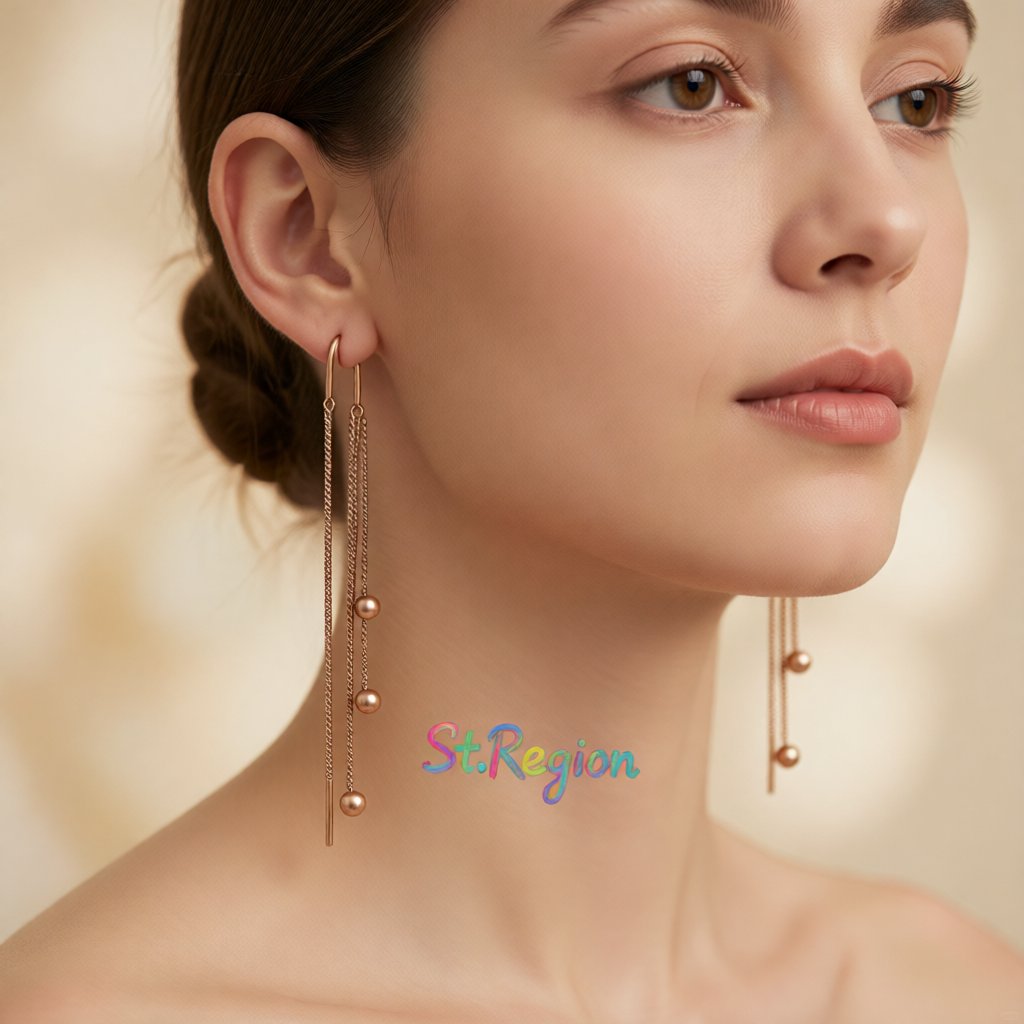 18K Rose Gold-Plated Beaded Tassel Drop Earrings, dainty minimalist design, styled look