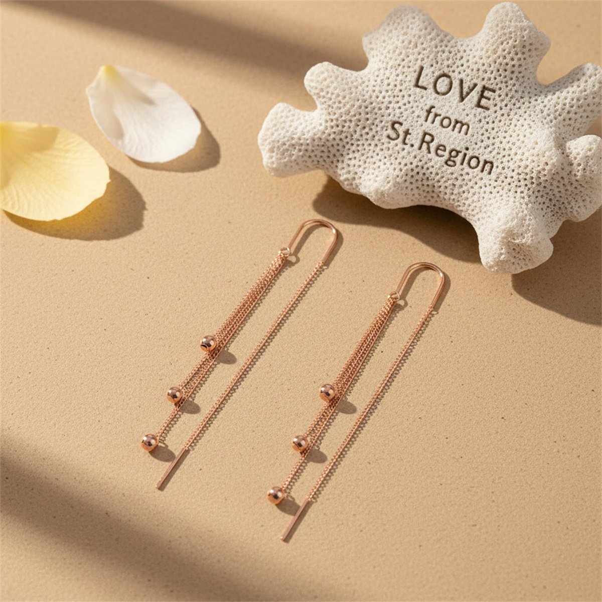 18K Rose Gold-Plated Beaded Tassel Drop Earrings, dainty minimalist design, lifestyle look