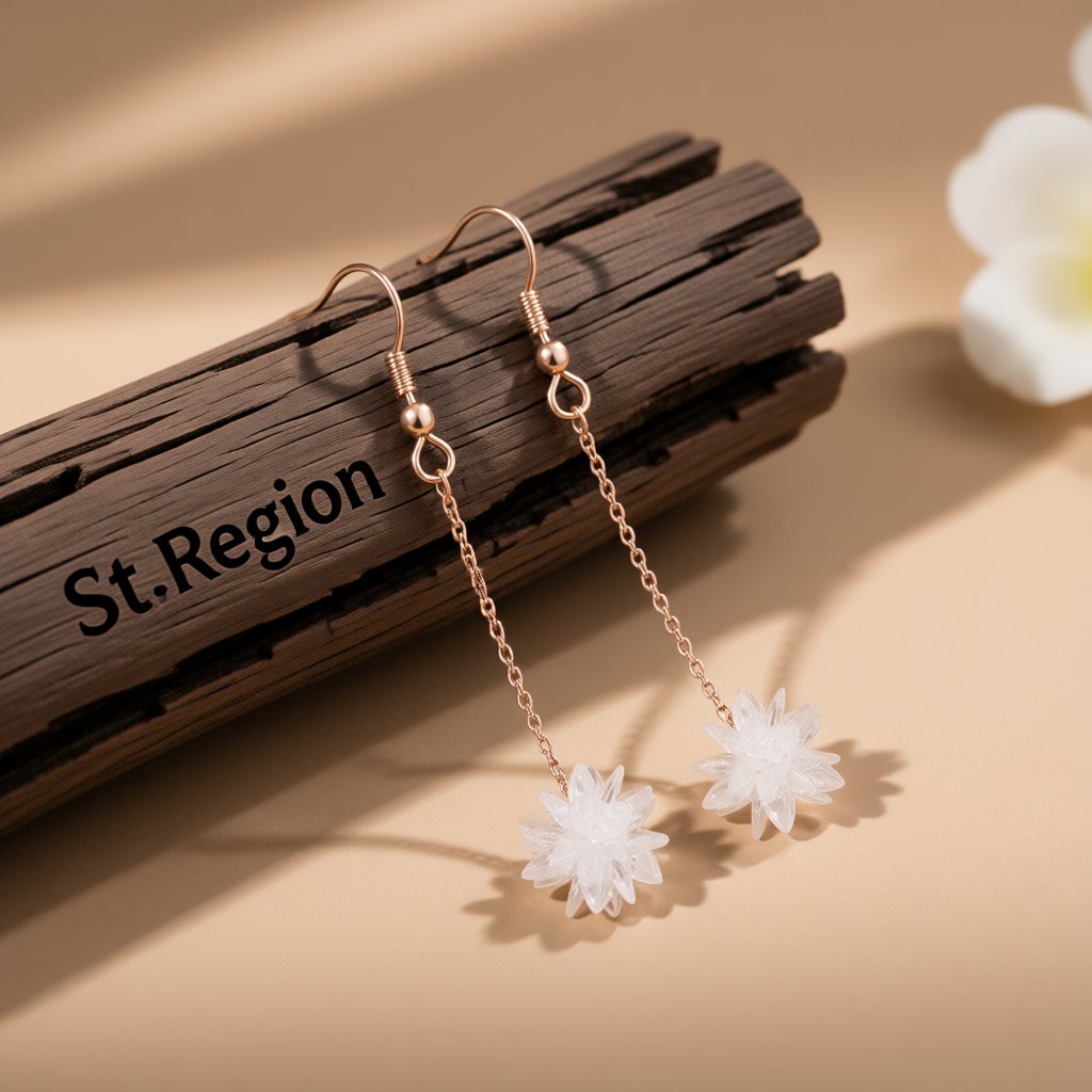 Cubic Zirconia and 18K Rose Gold-Plated Snowflake Dangle Drop Earrings, rose gold drop earrings for women, front view
