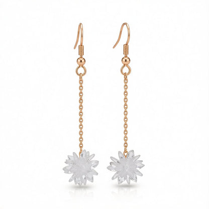 Cubic Zirconia and 18K Rose Gold-Plated Snowflake Dangle Drop Earrings, rose gold drop earrings for women, side view