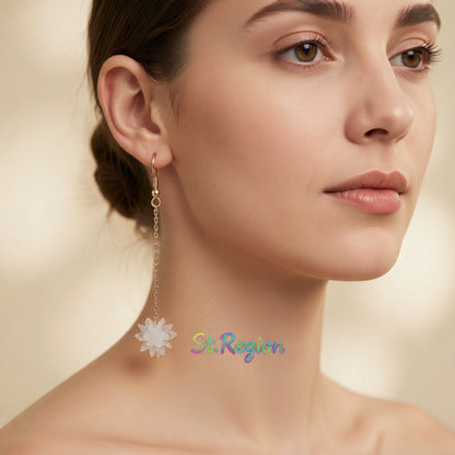 Cubic Zirconia and 18K Rose Gold-Plated Snowflake Dangle Drop Earrings, rose gold drop earrings for women, styled look