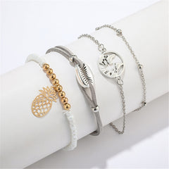 Acrylic & Two Tone Pineapple Shell Bracelet Set