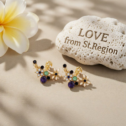 Crystal and Cubic Zirconia Flower Stud Earrings, stud earrings for women, everyday style, lifestyle look