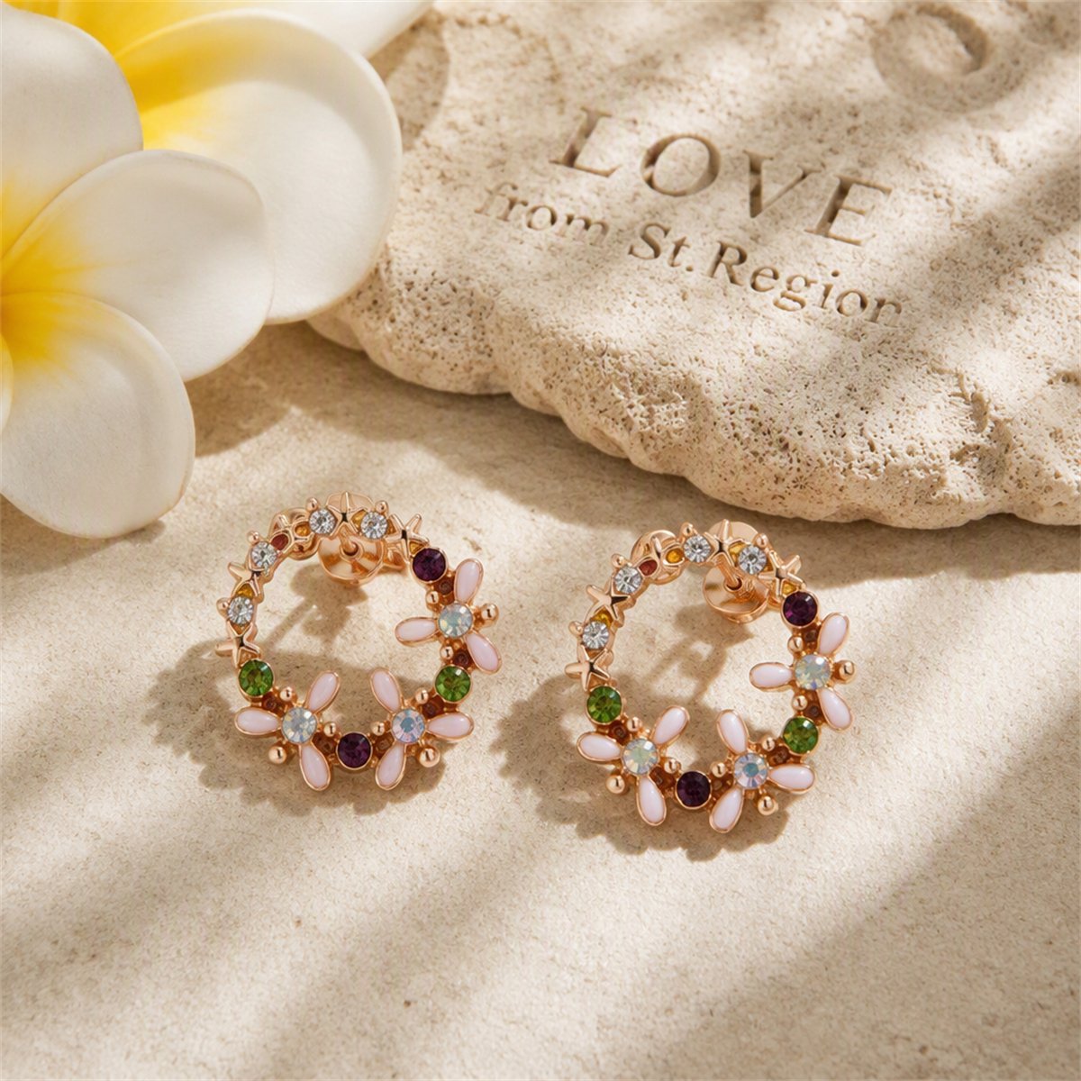 Crystal and Cubic Zirconia Flower Stud Earrings, stud earrings for women, vintage-inspired design, lifestyle look
