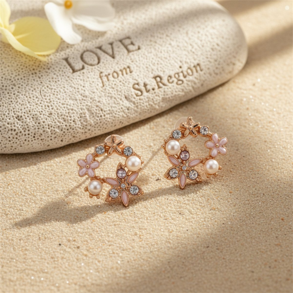 Pearl and Cubic Zirconia Flower Stud Earrings, cubic zirconia stud earrings for women, lifestyle look