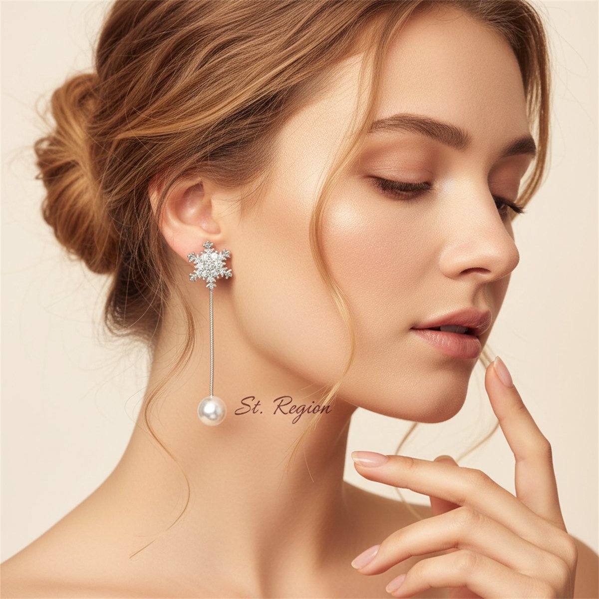 Cubic Zirconia and Pearl Silver-Plated Snowflake Drop Earrings, silver drop earrings for women, styled look