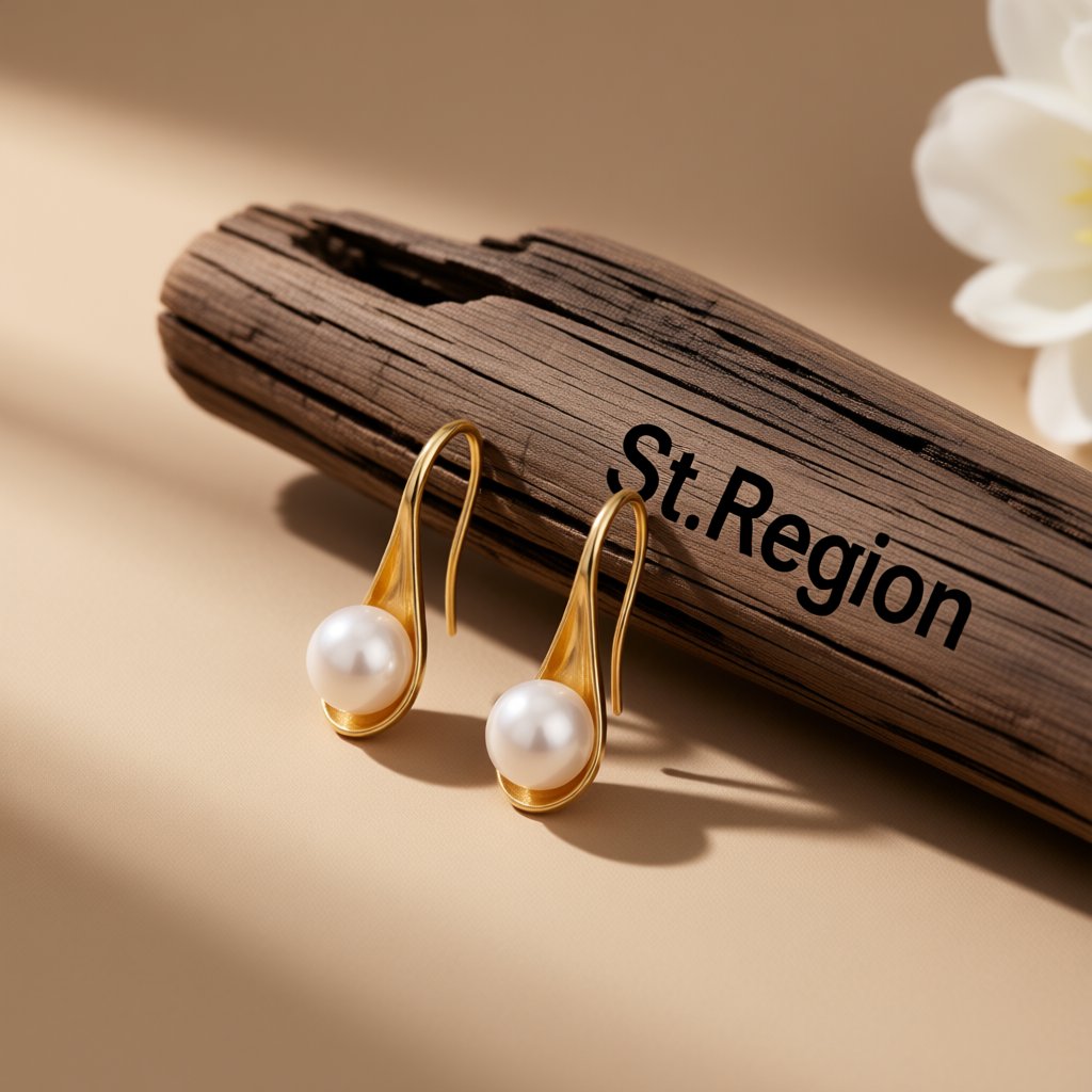 Pearl and 18K Gold-Plated Drop Earrings, gold drop earrings for women, everyday style, front view