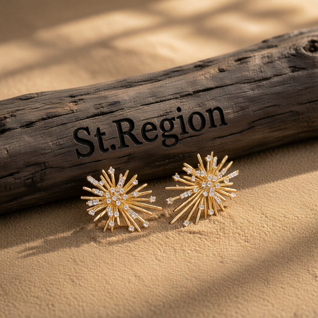 Cubic Zirconia & 18K Gold-Plated Firework Stud Earrings