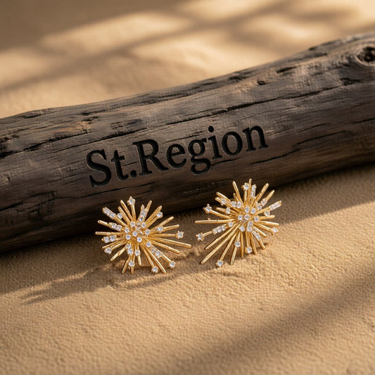 Cubic Zirconia & 18K Gold-Plated Firework Stud Earrings