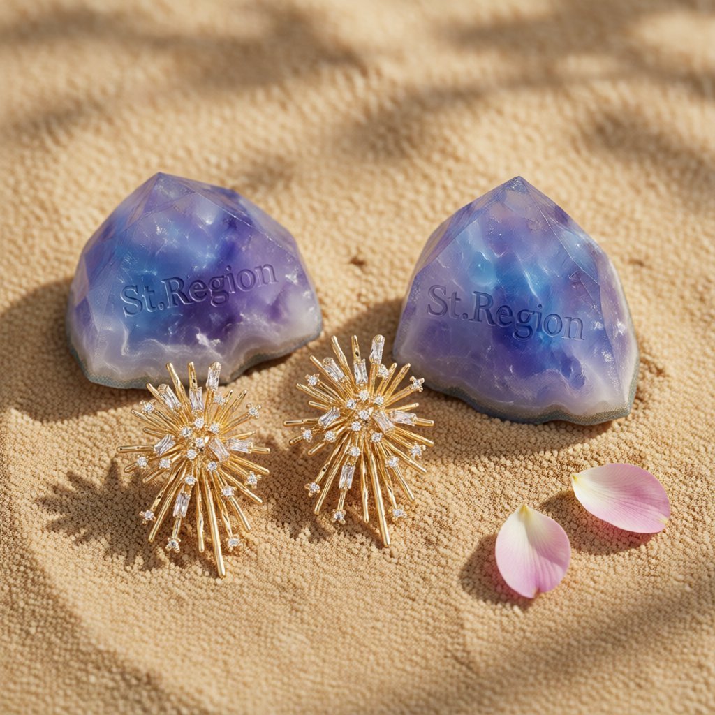 Cubic Zirconia & 18K Gold-Plated Firework Stud Earrings