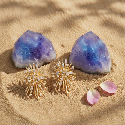 Cubic Zirconia & 18K Gold-Plated Firework Stud Earrings