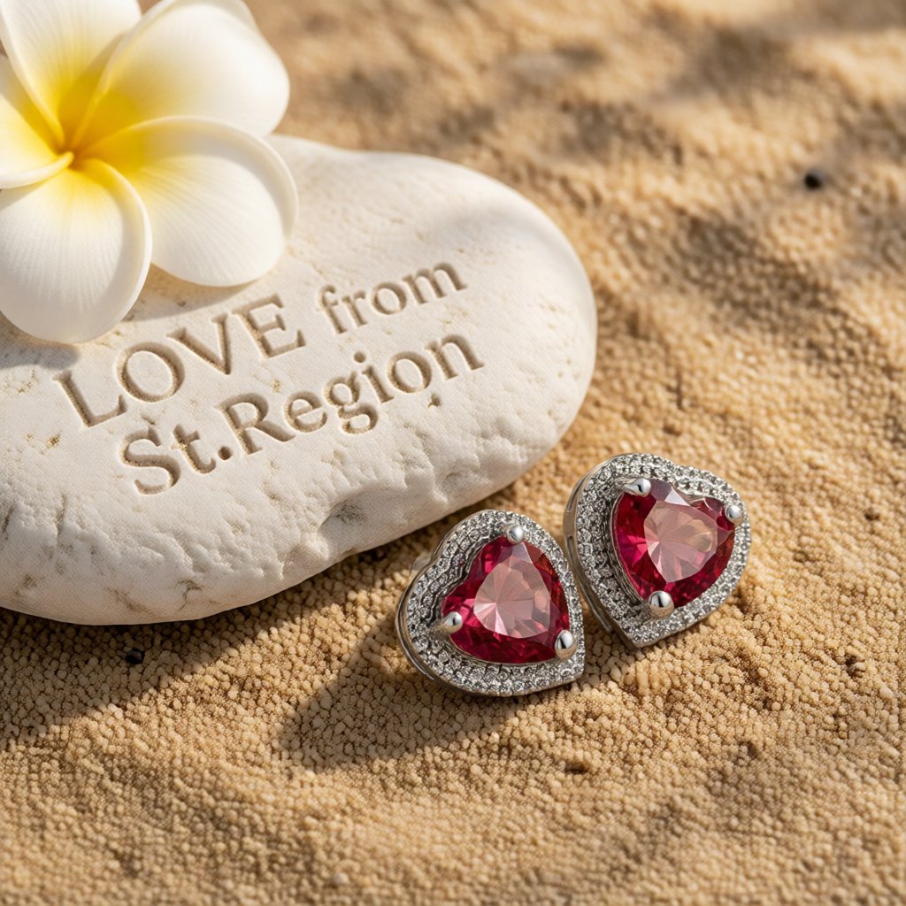 Rose Crystal & Silver-Plated Heart Halo Stud Earrings