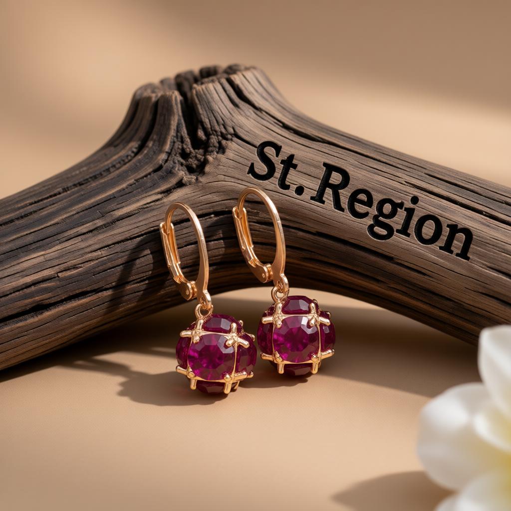 Rose Crystal and 18K Rose Gold-Plated Drop Earrings, rose gold huggie earrings, vintage-inspired design, front view