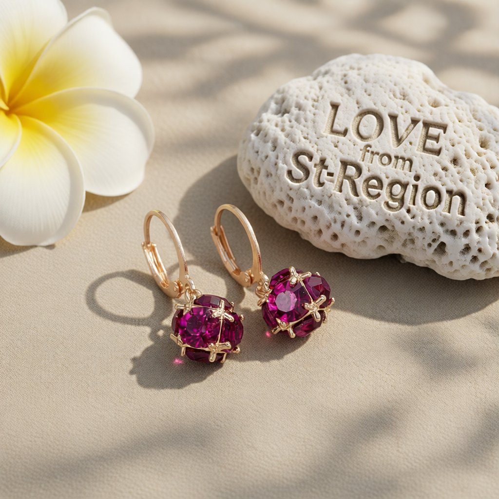Rose Crystal and 18K Rose Gold-Plated Drop Earrings, rose gold huggie earrings, vintage-inspired design, lifestyle look