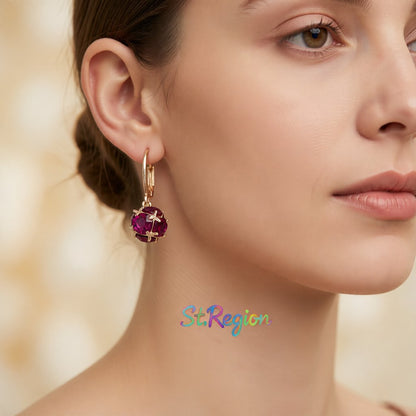 Rose Crystal and 18K Rose Gold-Plated Drop Earrings, rose gold huggie earrings, vintage-inspired design, styled look
