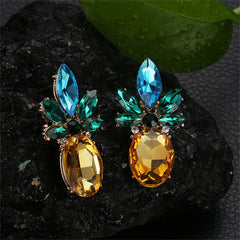 Colored Crystal & 18K Gold-Plated Pineapple Drop Earrings