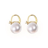Pearl & 18k Gold-Plated Huggie Earrings