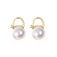 Pearl & 18K Gold-Plated Huggie Earrings