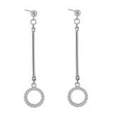 Cubic Zirconia & Silver-Plated Circle Drop Earrings