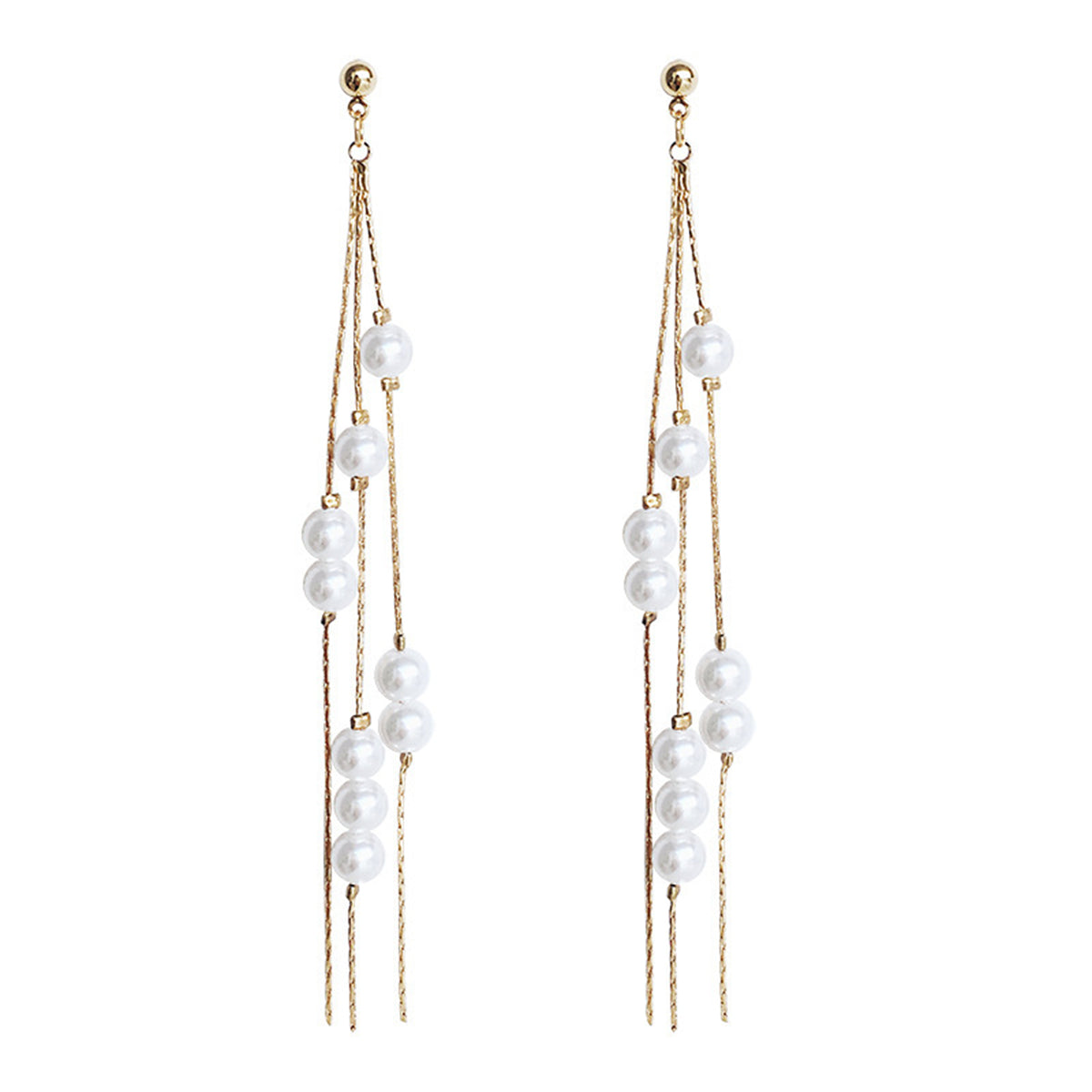 Pearl & 18K Gold-Plated Cluster Tassel Dangle Earrings