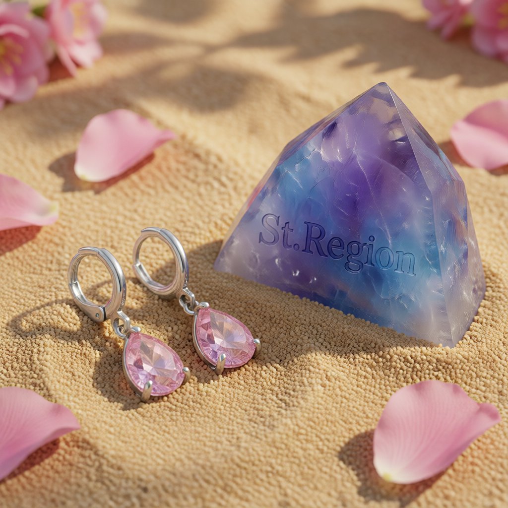Pink Crystal and Silver-Plated Teardrop Leverback Earrings, silver huggie earrings, elegant gift for her, detail close-up
