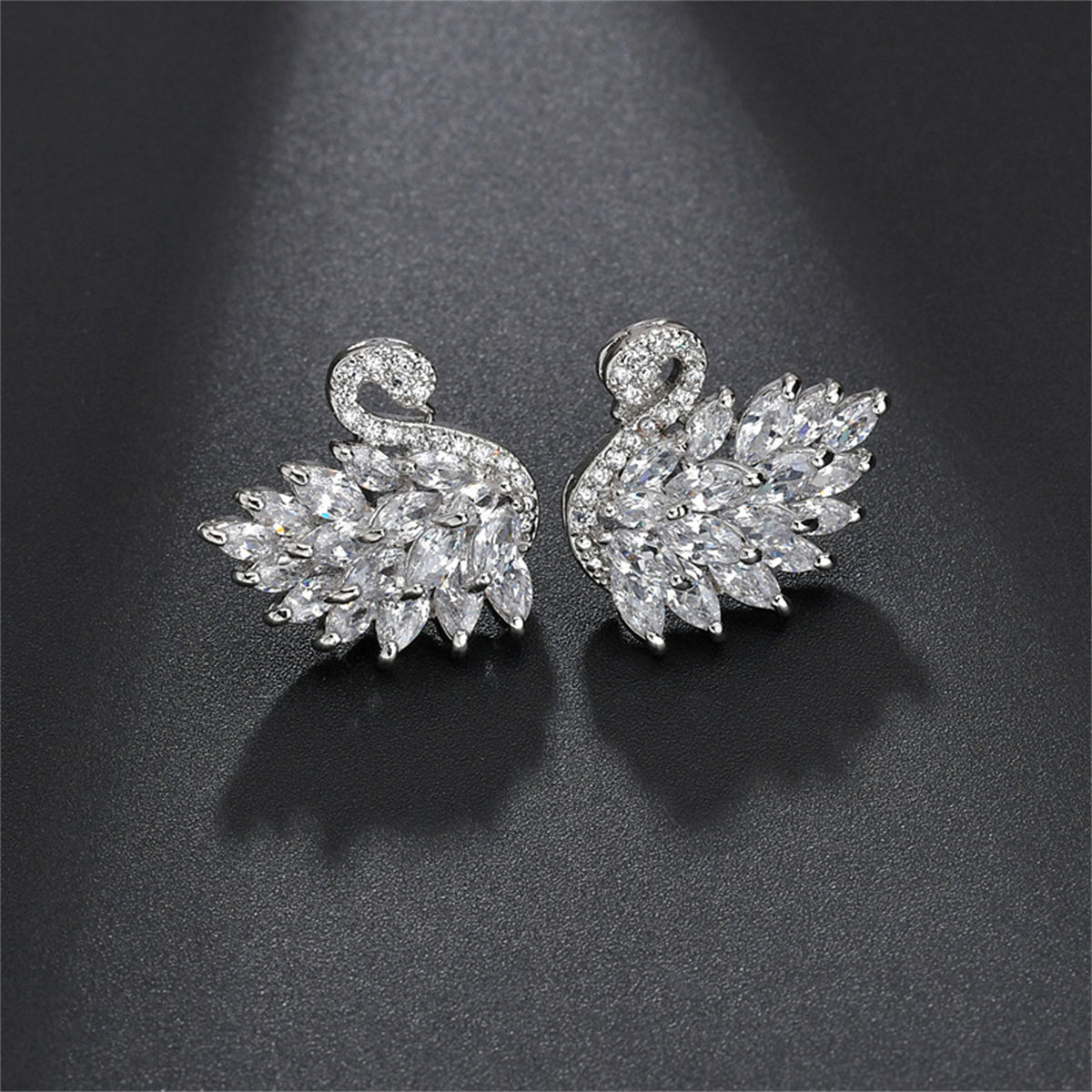 Crystal & Cubic Zirconia Swan Stud Earrings