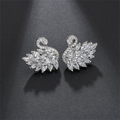 Crystal & Cubic Zirconia Swan Stud Earrings