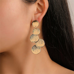 Chic 18K gold-plated drop earrings showcasing a beautiful arrangement of metal discs for a fashionable look.