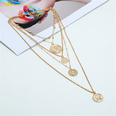 Stunning 18K gold-plated layered necklace with a coin pendant, a must-have accessory for a fashionable look.