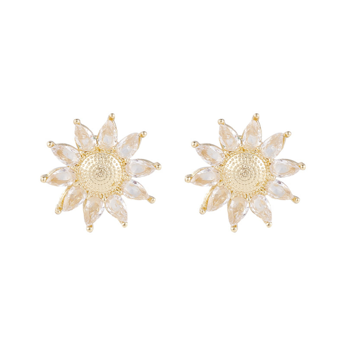 Crystal & 18K Gold-Plated Sunflower Stud Earrings