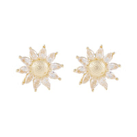 Crystal & 18k Gold-Plated Sunflower Stud Earrings