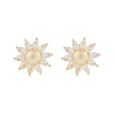 Crystal & 18k Gold-Plated Sunflower Stud Earrings