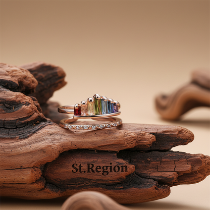 Green Multicolor Crystal & 18K Rose Gold-Plated Crown Open Ring - Street Region