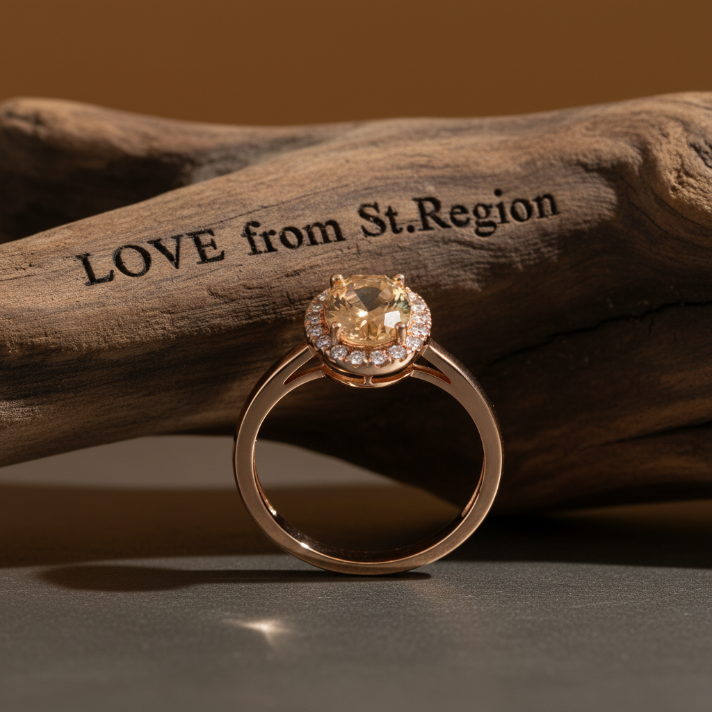 Champagne Crystal & Cubic Zirconia Pavé Halo Oval-Cut Ring - Street Region