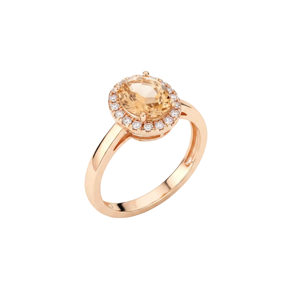 Champagne Crystal & Cubic Zirconia Pavé Halo Oval-Cut Ring - Street Region
