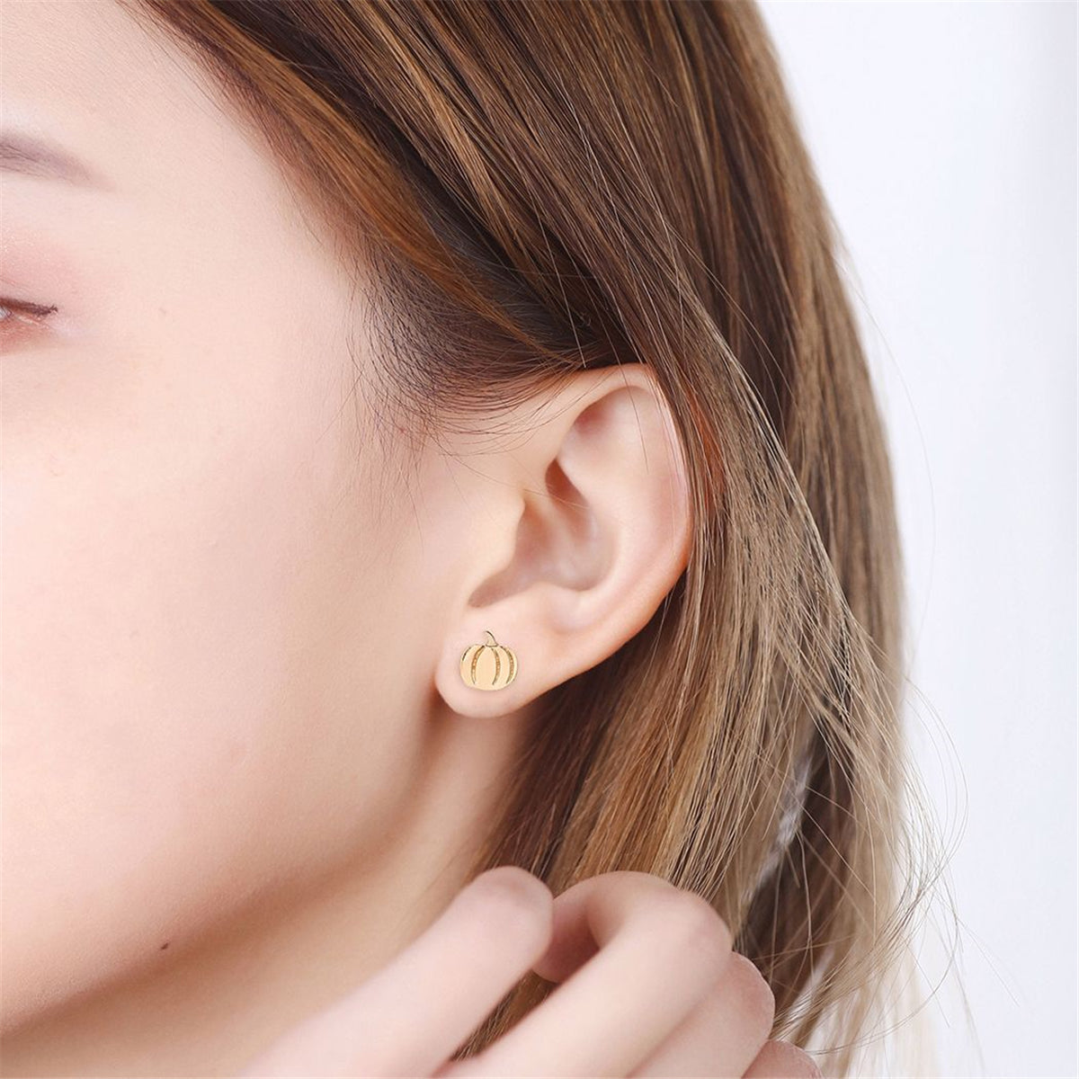 18K Gold-Plated Pumpkin Stud Earrings