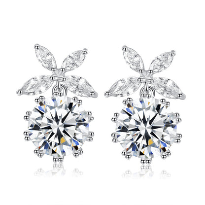 Crystal and Silver-Plated Butterfly and Ball Drop Earrings, silver drop earrings for women, elegant gift for her, side view